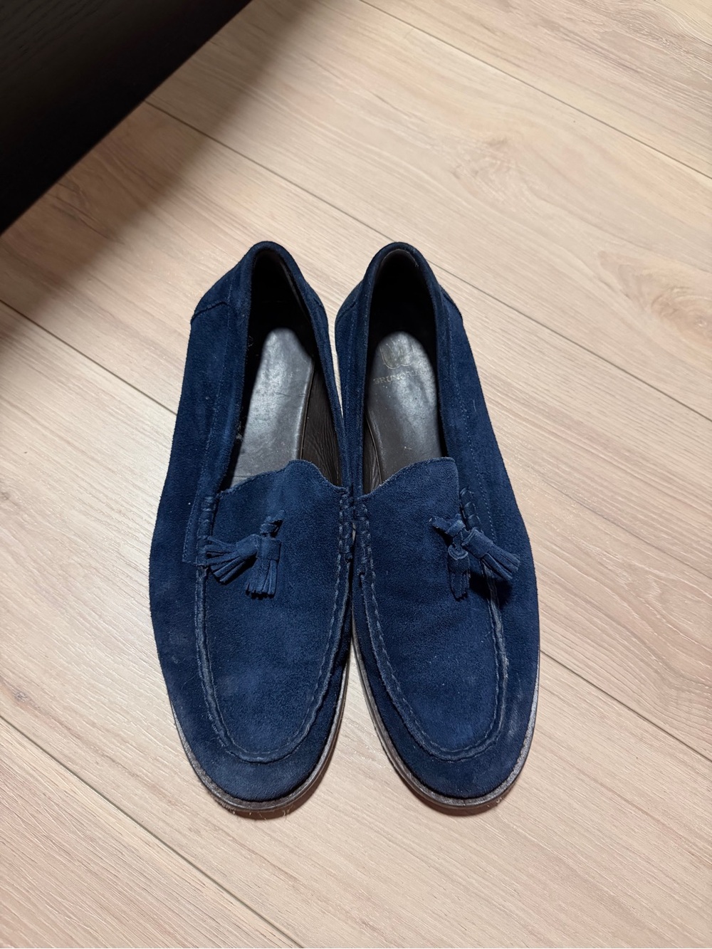 Bruno Magli Navy Suede Tassel Loafers
